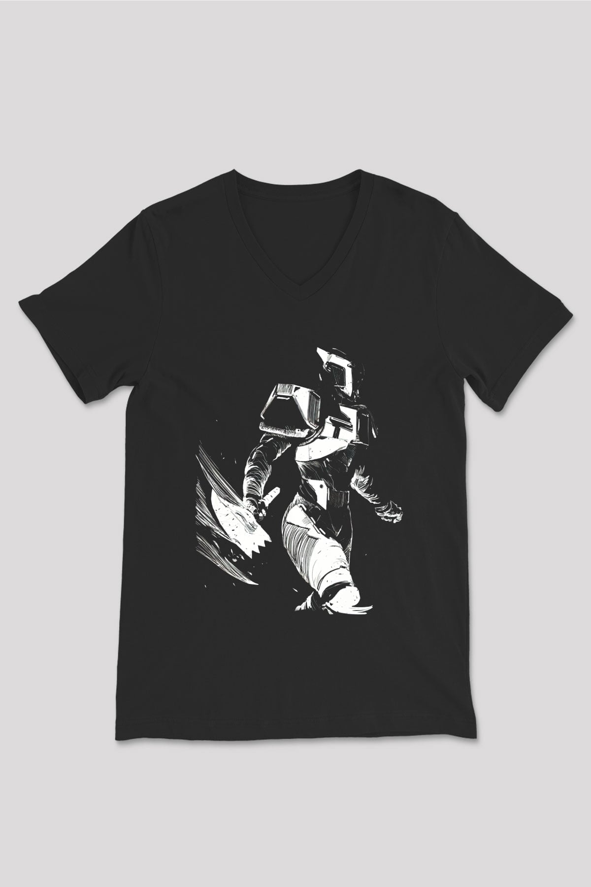 Destiny: Rise of Iron Siyah Unisex V Yaka Tişört T-Shirt