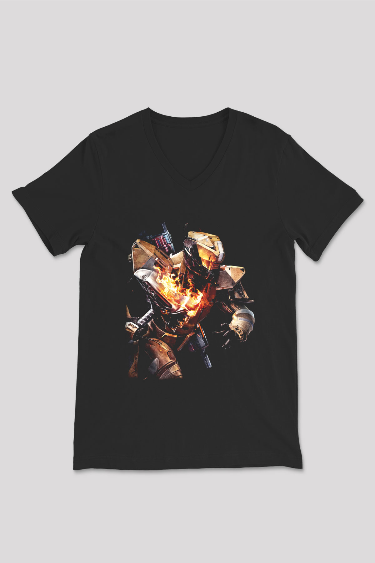 Destiny: Rise of Iron Siyah Unisex V Yaka Tişört T-Shirt