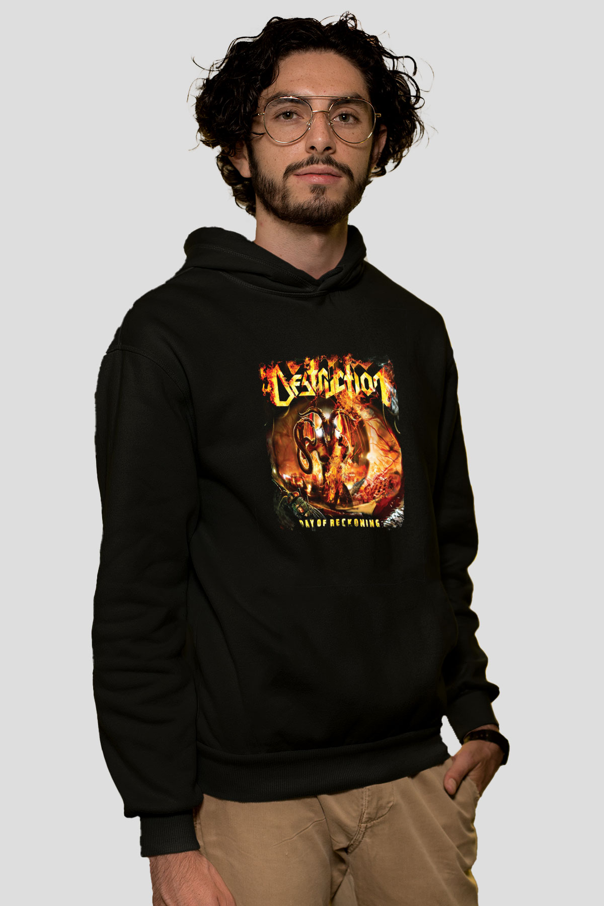 Destruction Baskılı Unisex Siyah Hoodie
