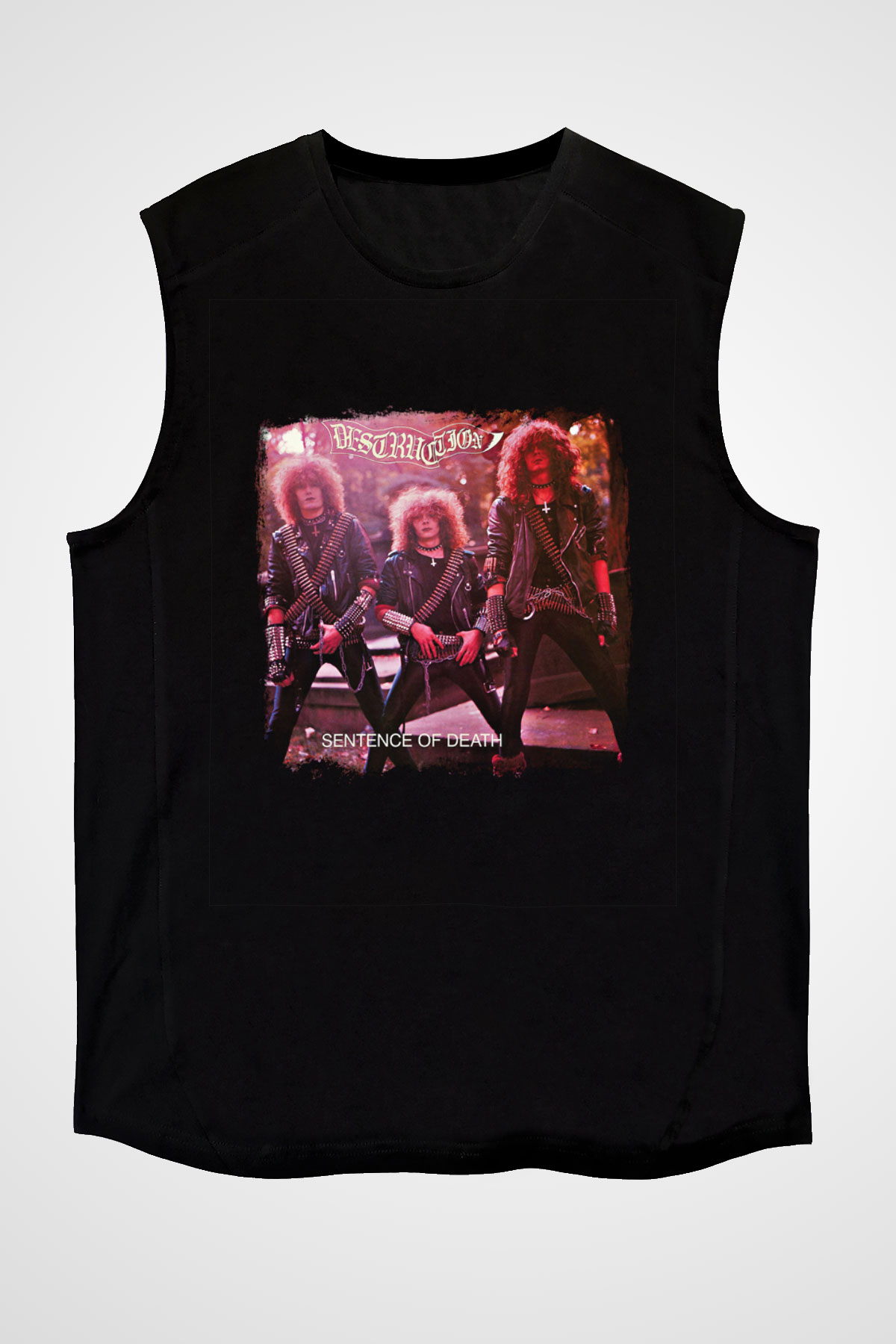 Destruction Baskılı Unisex Siyah Kolsuz Tişört