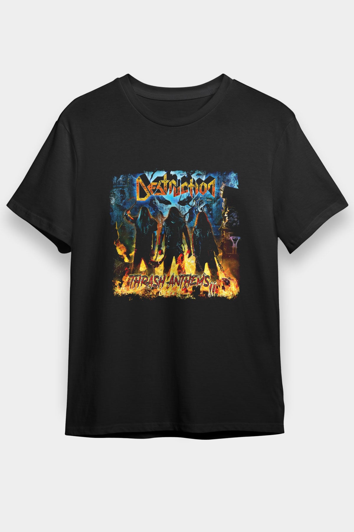 Destruction Baskılı Unisex Siyah Tişört