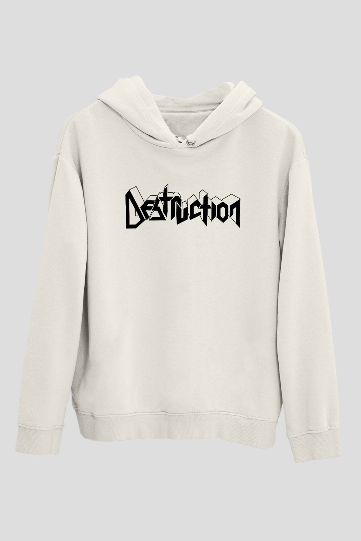 Destruction Beyaz Unisex Kapşonlu Sweatshirt