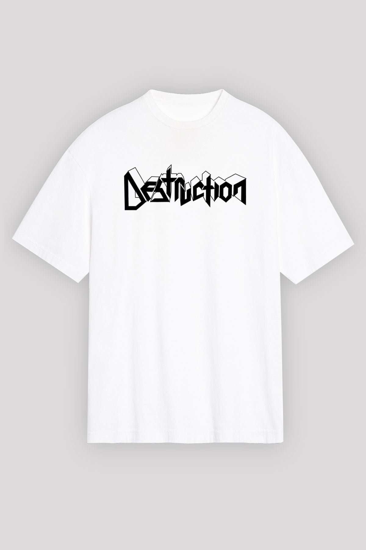 Destruction Beyaz Unisex Oversize Tişört T-Shirt
