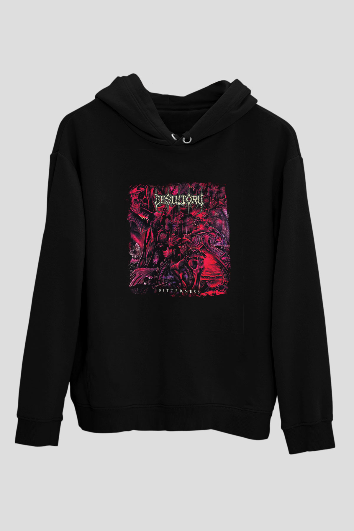 Desultory Baskılı Unisex Siyah Hoodie
