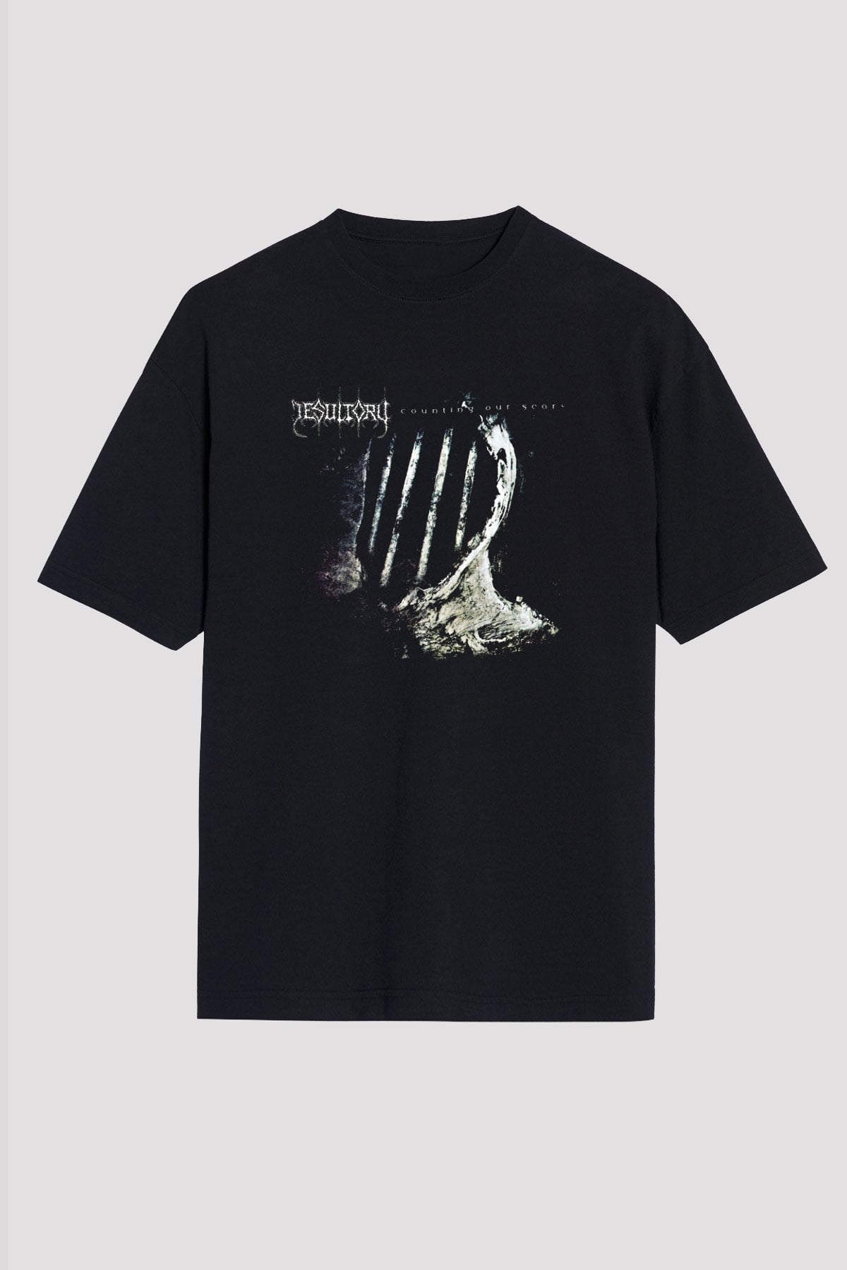 Desultory Baskılı Unisex Siyah Oversize Tişört