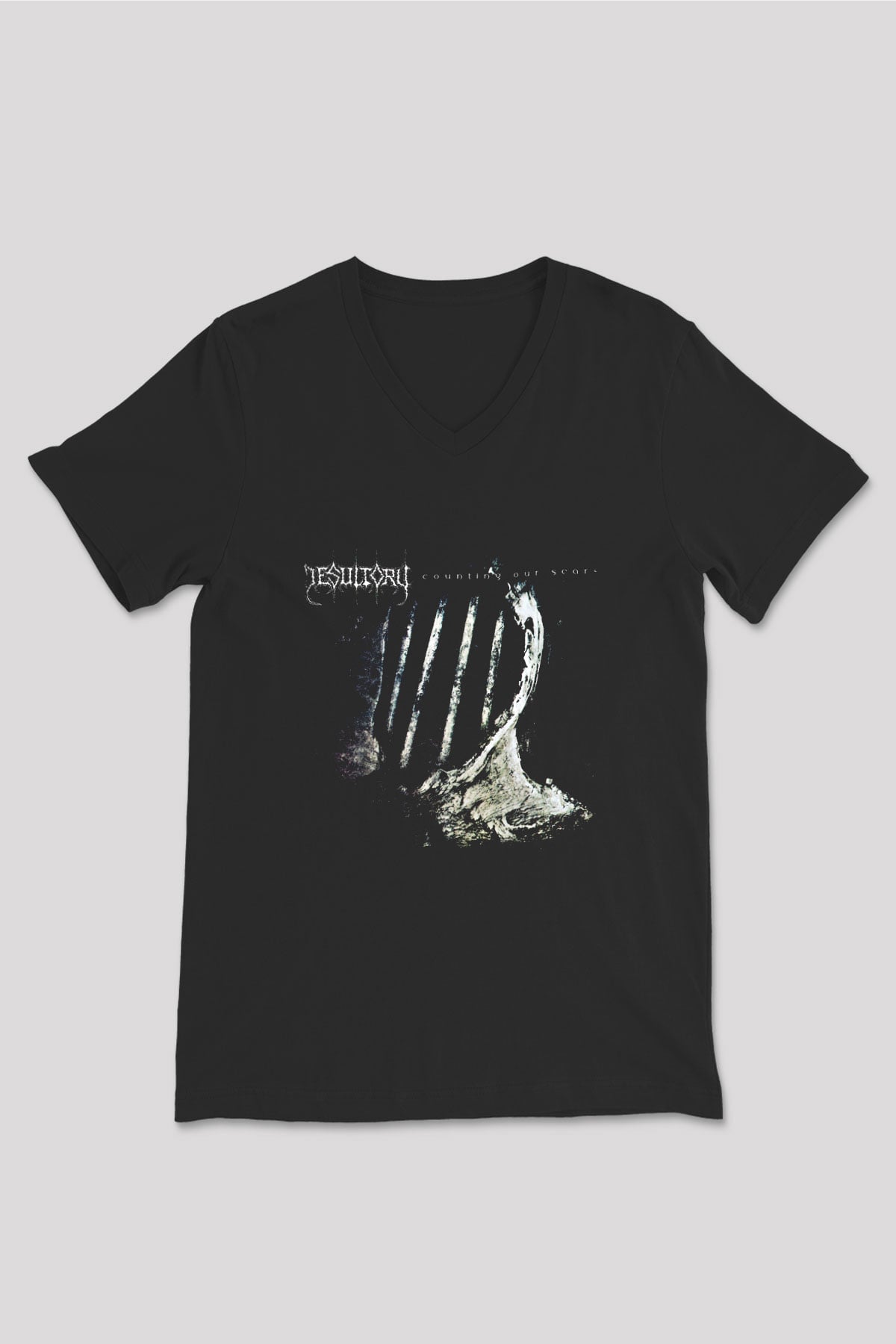 Desultory Baskılı Unisex Siyah V Yaka Tişört