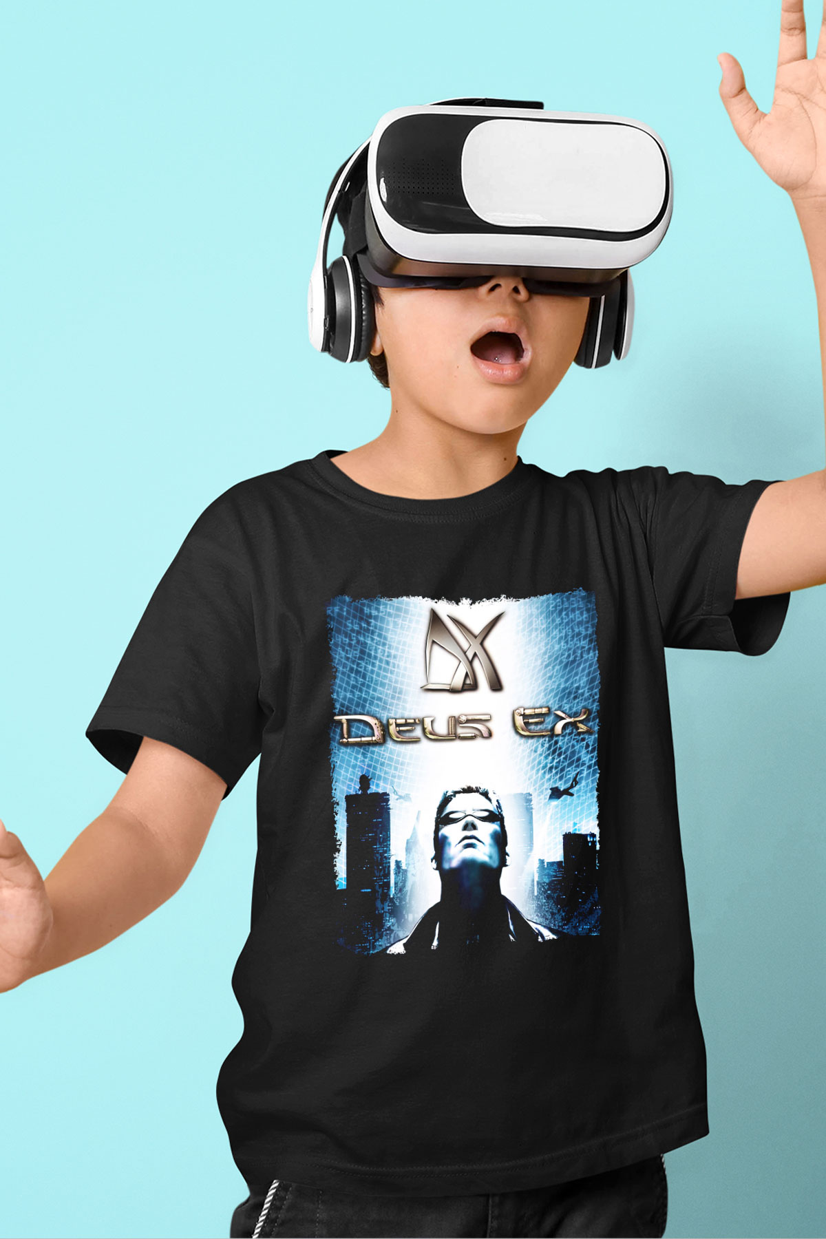 Deus Ex Siyah Unisex Çocuk Tişört