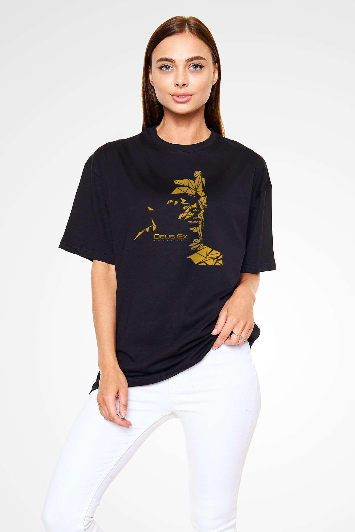 Deus Ex Siyah Unisex Oversize Tişört T-Shirt