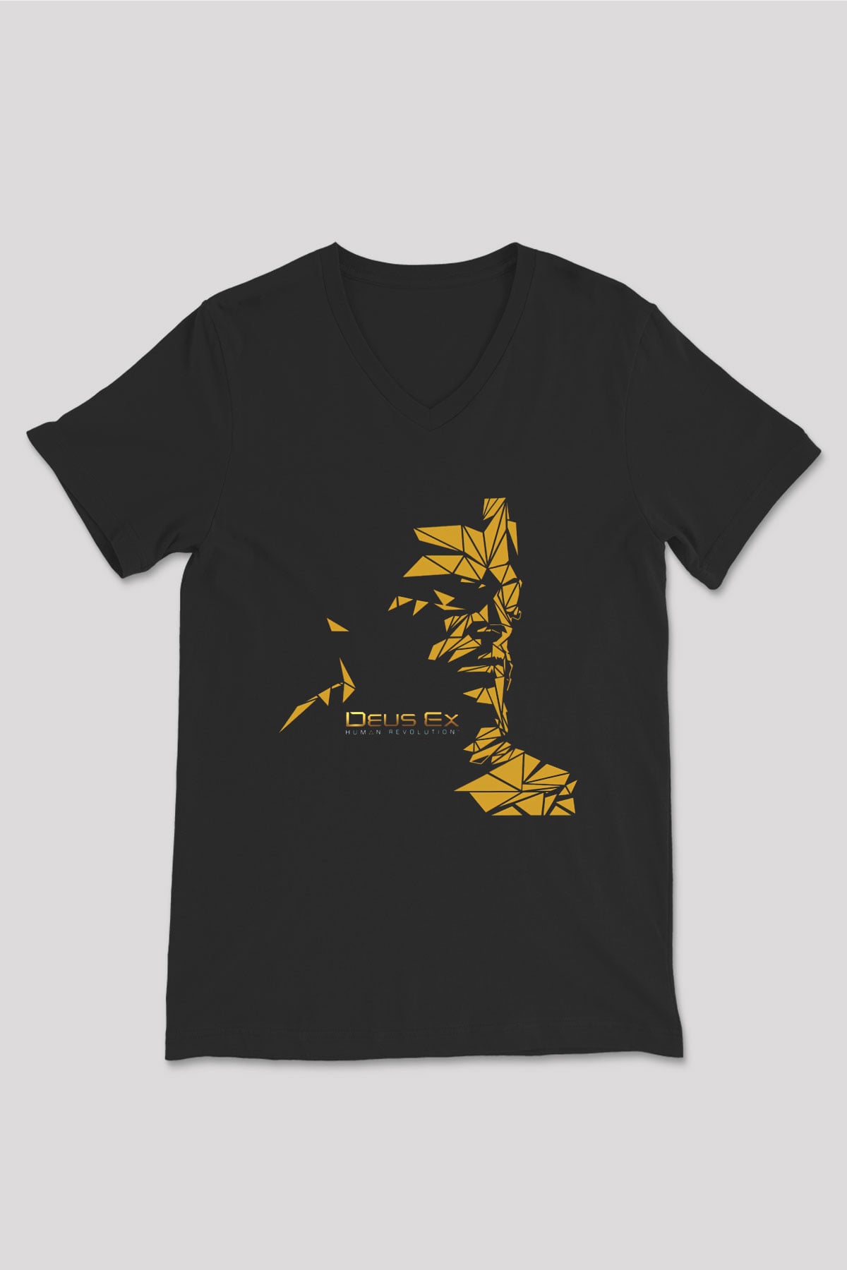 Deus Ex Siyah Unisex V Yaka Tişört T-Shirt