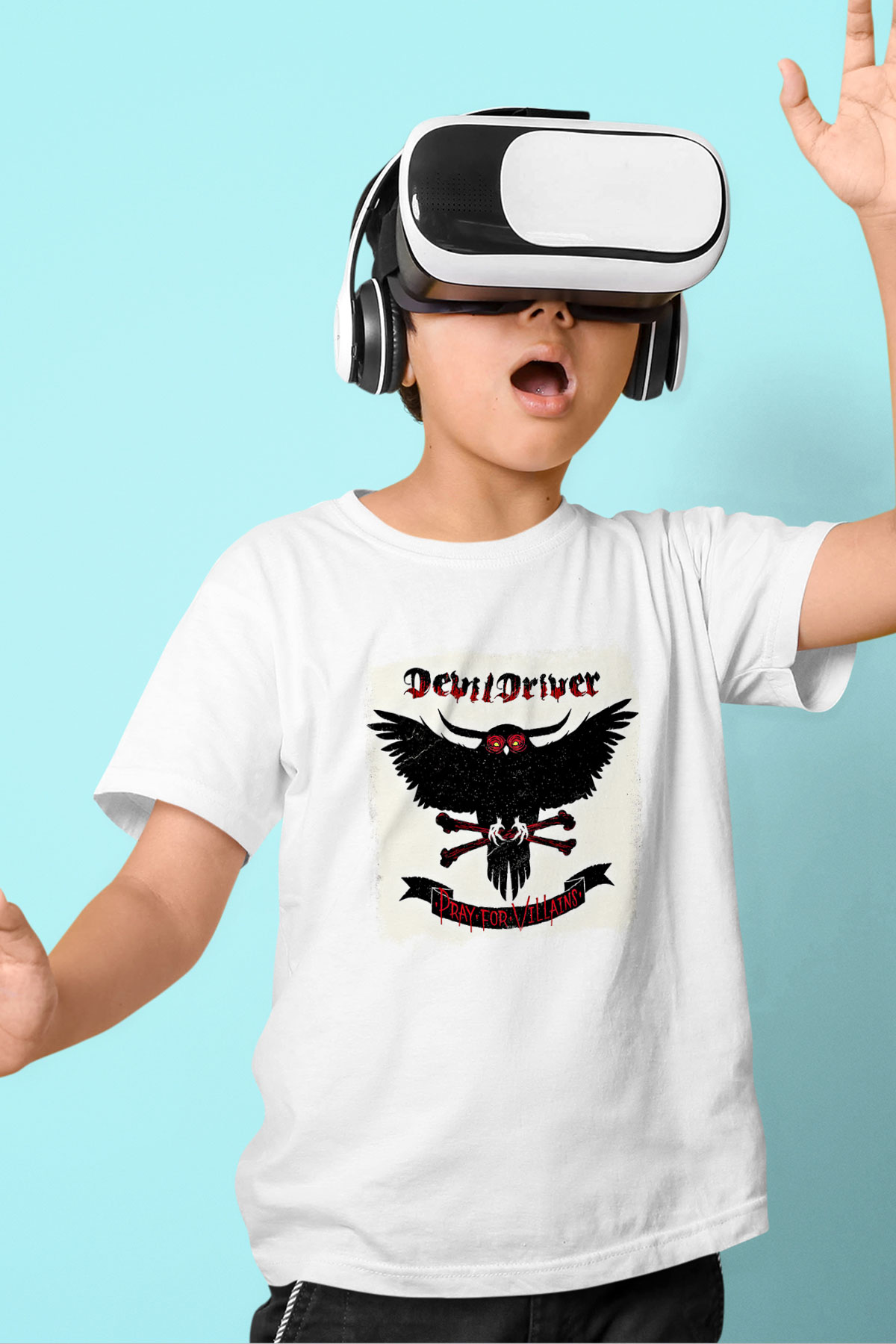 Devil Driver Baskılı Unisex Beyaz Çocuk Tişört