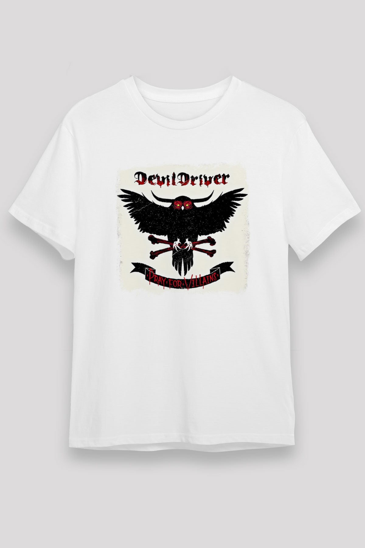 Devil Driver Baskılı Unisex Beyaz Tişört