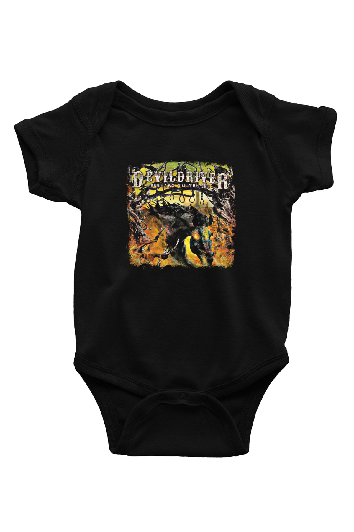 Devil Driver Baskılı Unisex Siyah Bebek Body - Zıbın