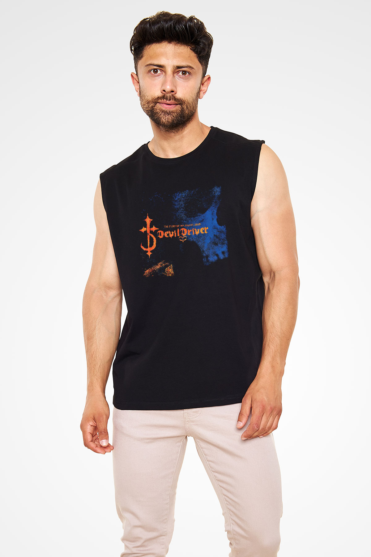 Devil Driver Baskılı Unisex Siyah Kolsuz Tişört