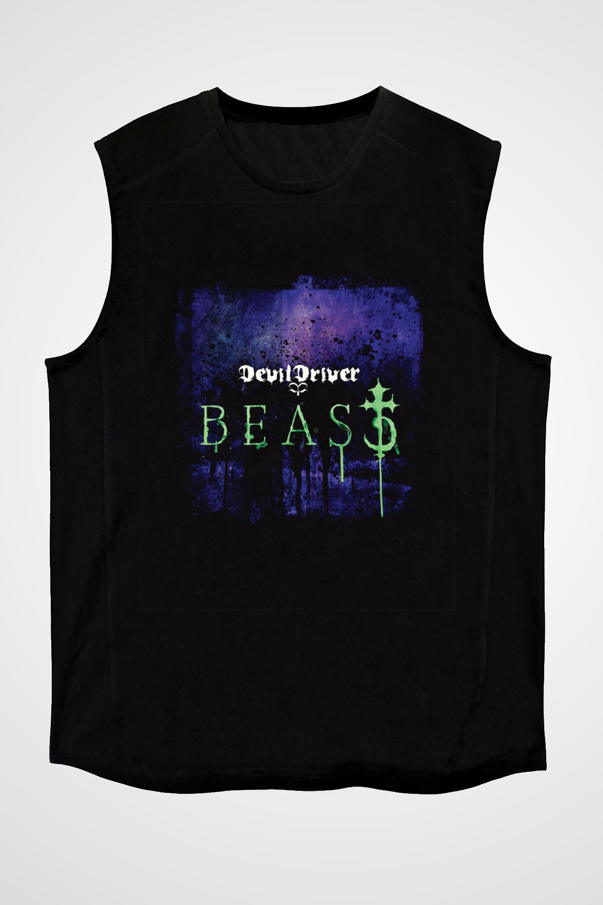 Devil Driver Baskılı Unisex Siyah Kolsuz Tişört