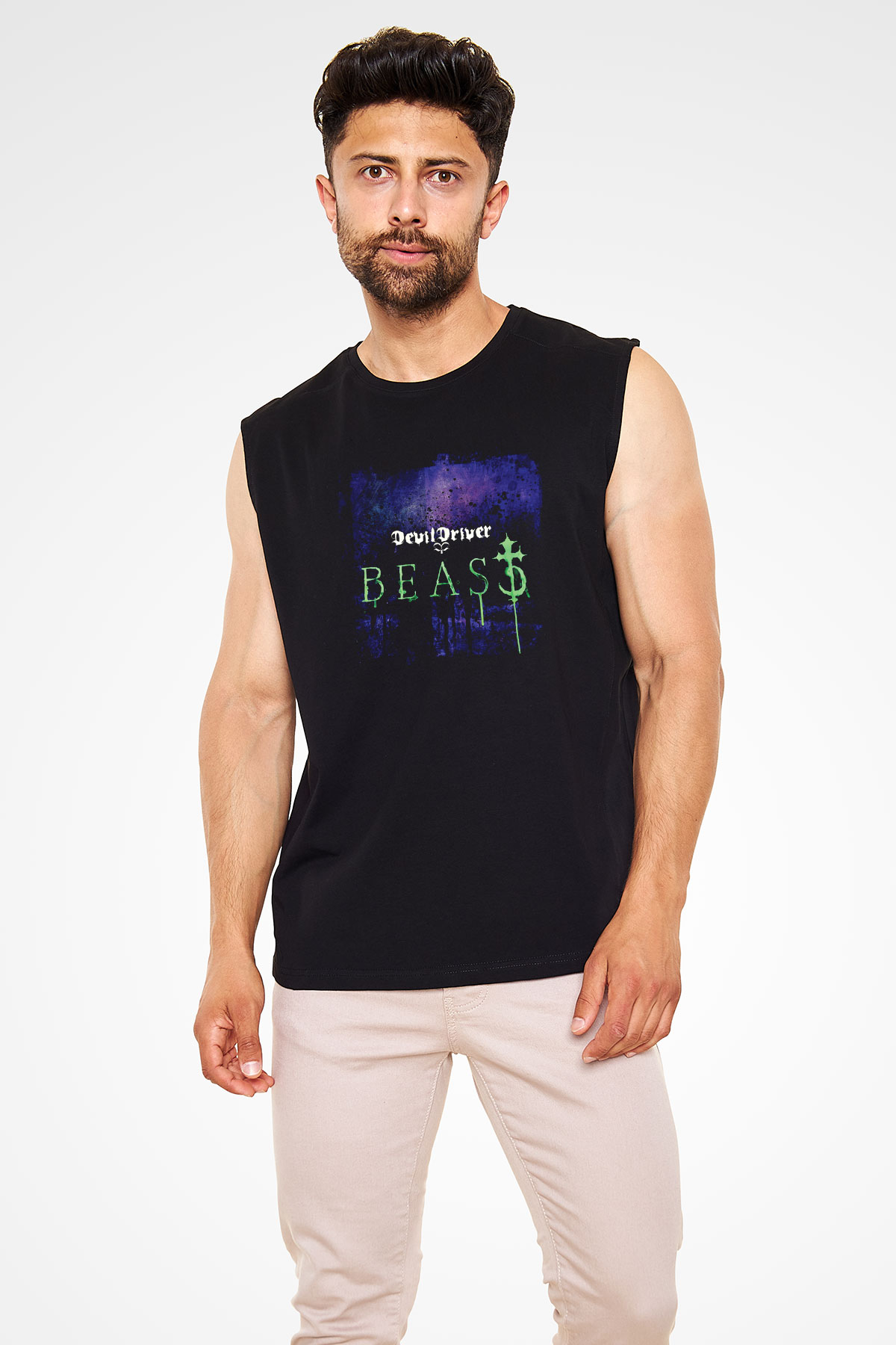 Devil Driver Baskılı Unisex Siyah Kolsuz Tişört