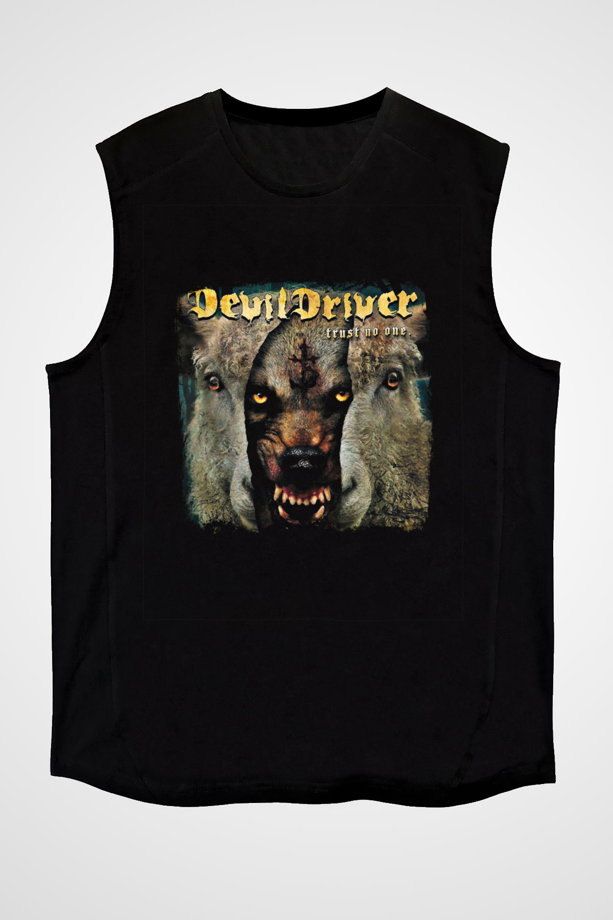 Devil Driver Baskılı Unisex Siyah Kolsuz Tişört