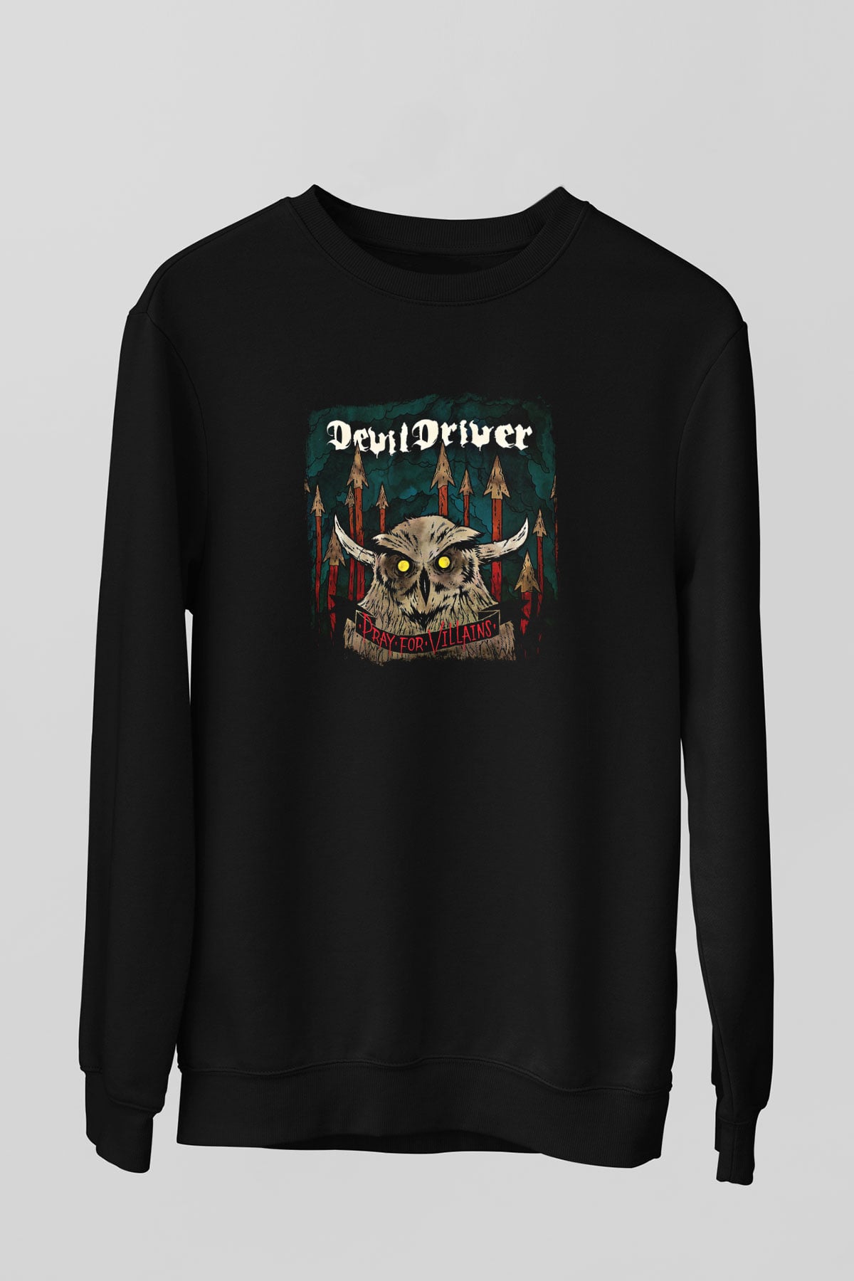 Devil Driver Baskılı Unisex Siyah Sweatshirt