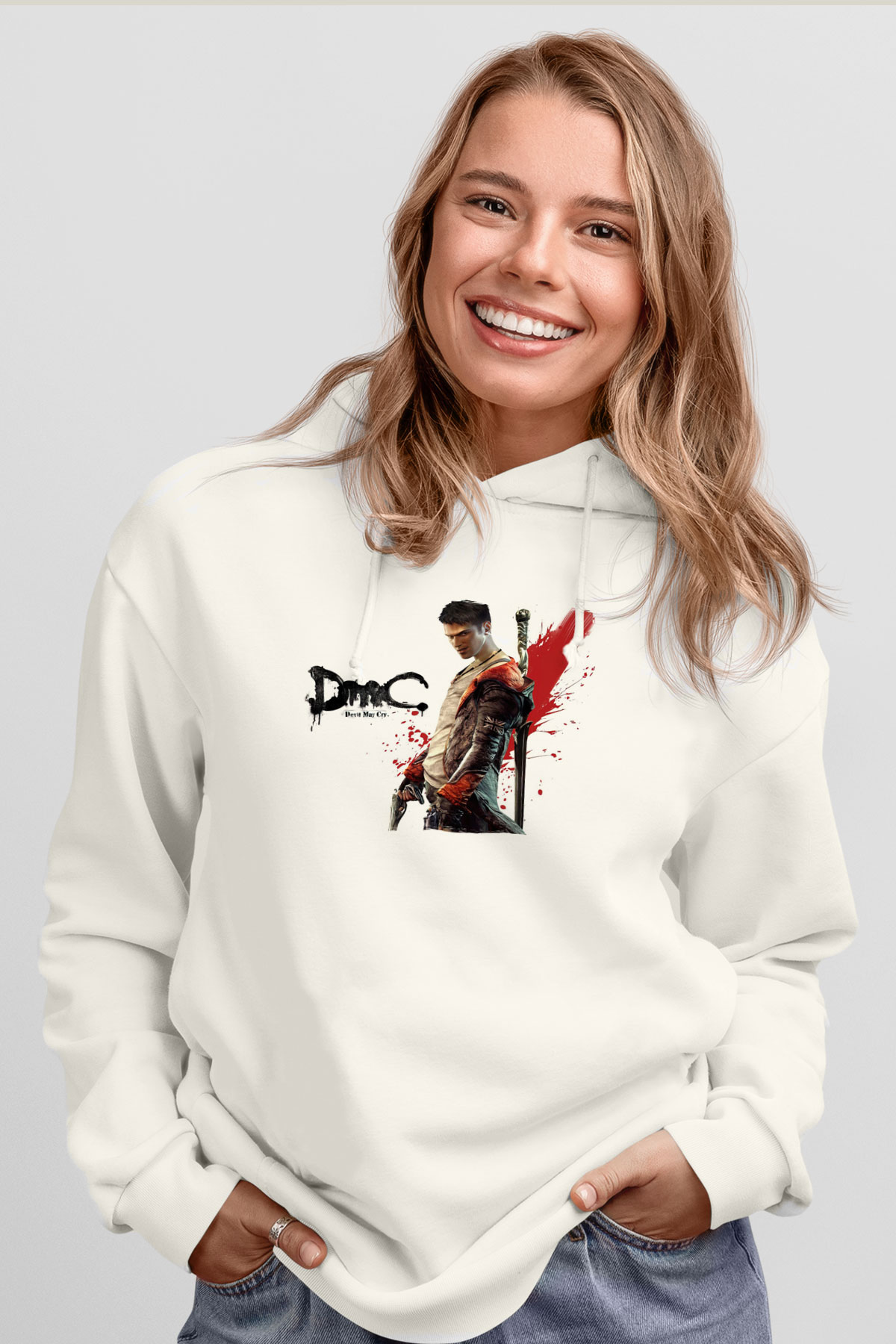Devil May Cry Beyaz Unisex Hoodie