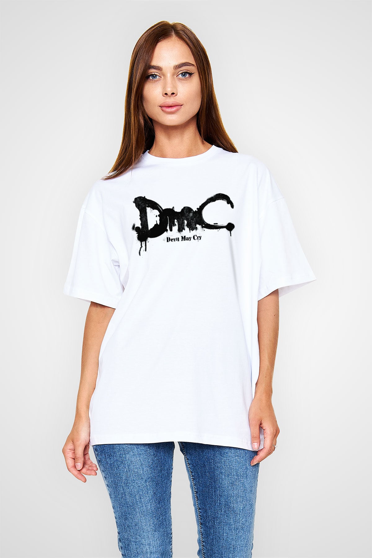 Devil May Cry Beyaz Unisex Oversize Tişört T-Shirt