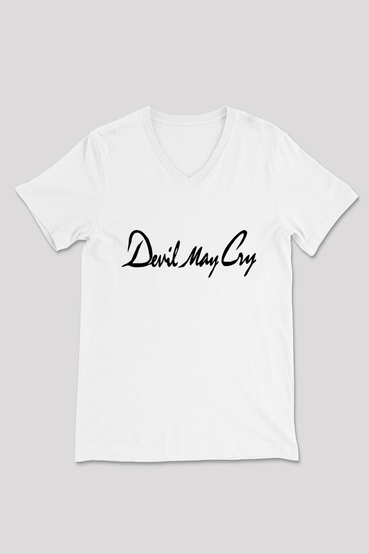 Devil May Cry Beyaz Unisex V Yaka Tişört T-Shirt