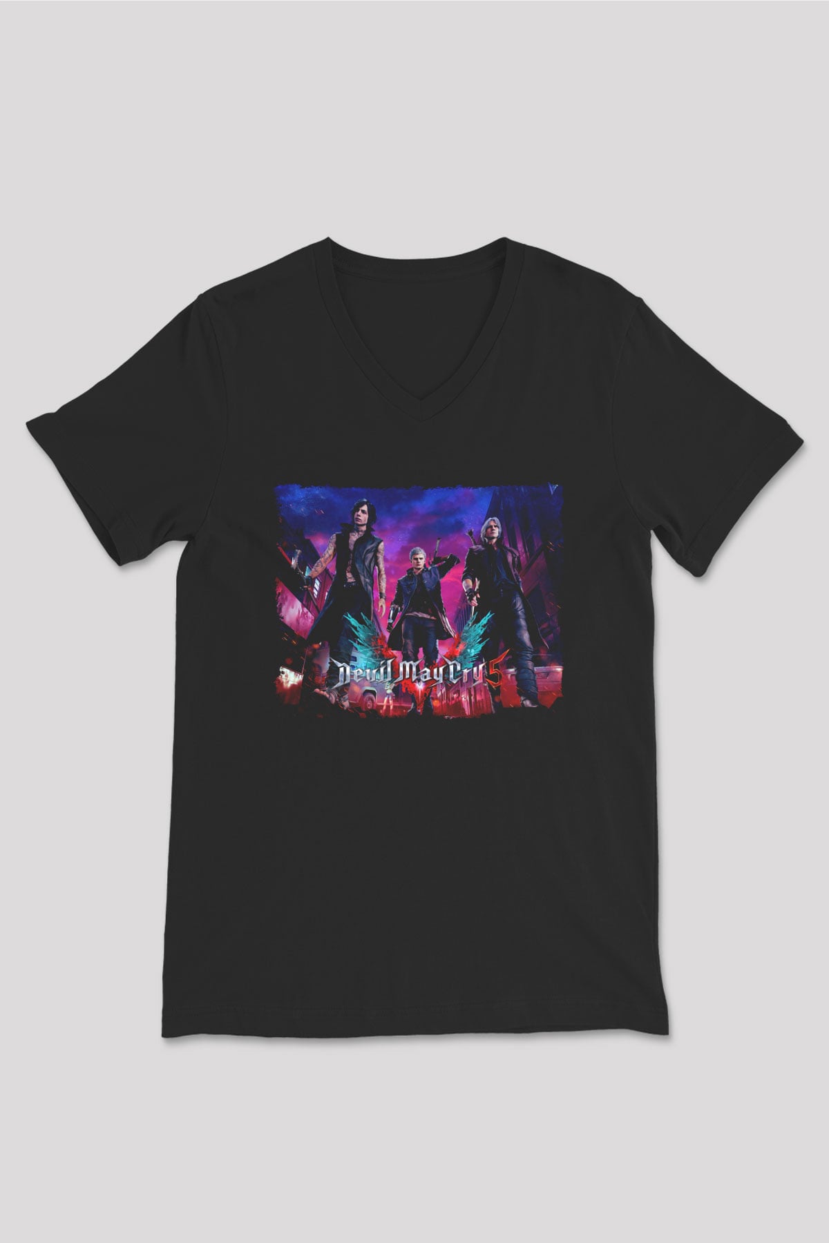 Devil May Cry Siyah Unisex V Yaka Tişört
