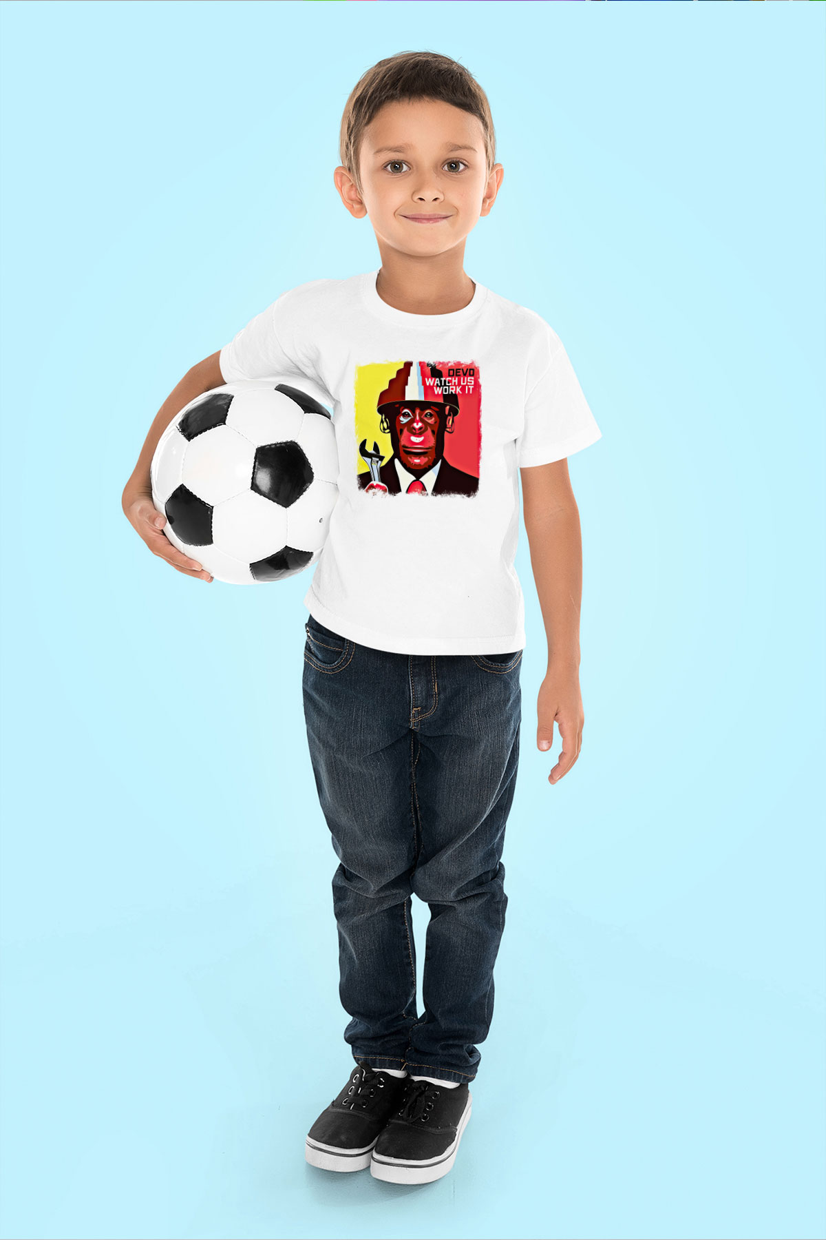Devo Baskılı Unisex Beyaz Çocuk Tişört