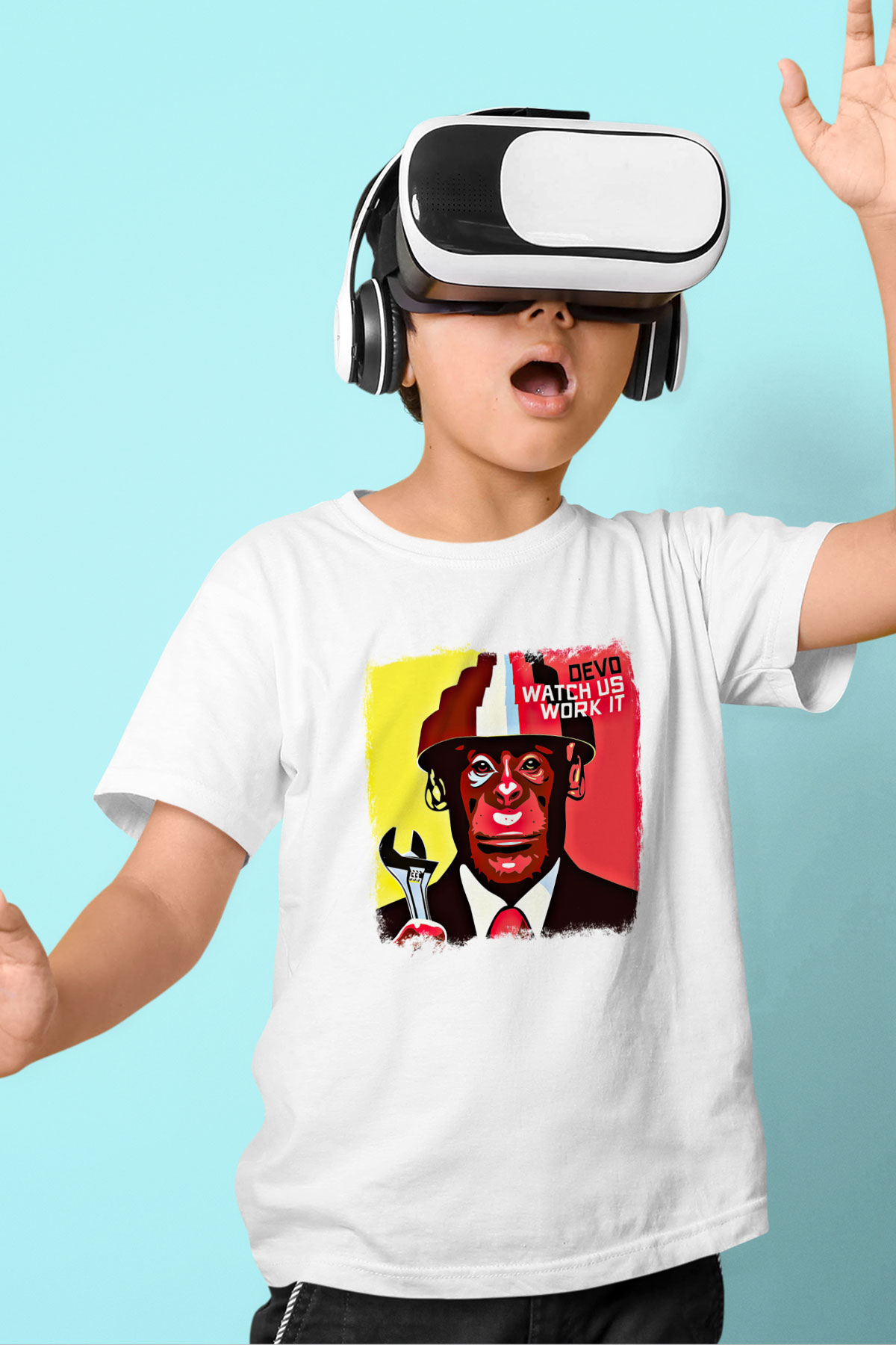 Devo Baskılı Unisex Beyaz Çocuk Tişört