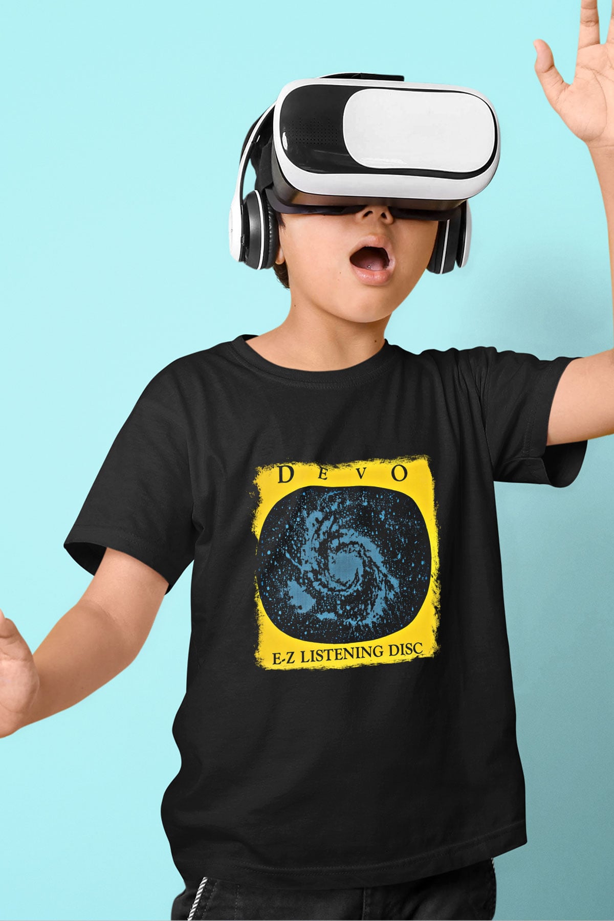 Devo Baskılı Unisex Siyah Çocuk Tişört
