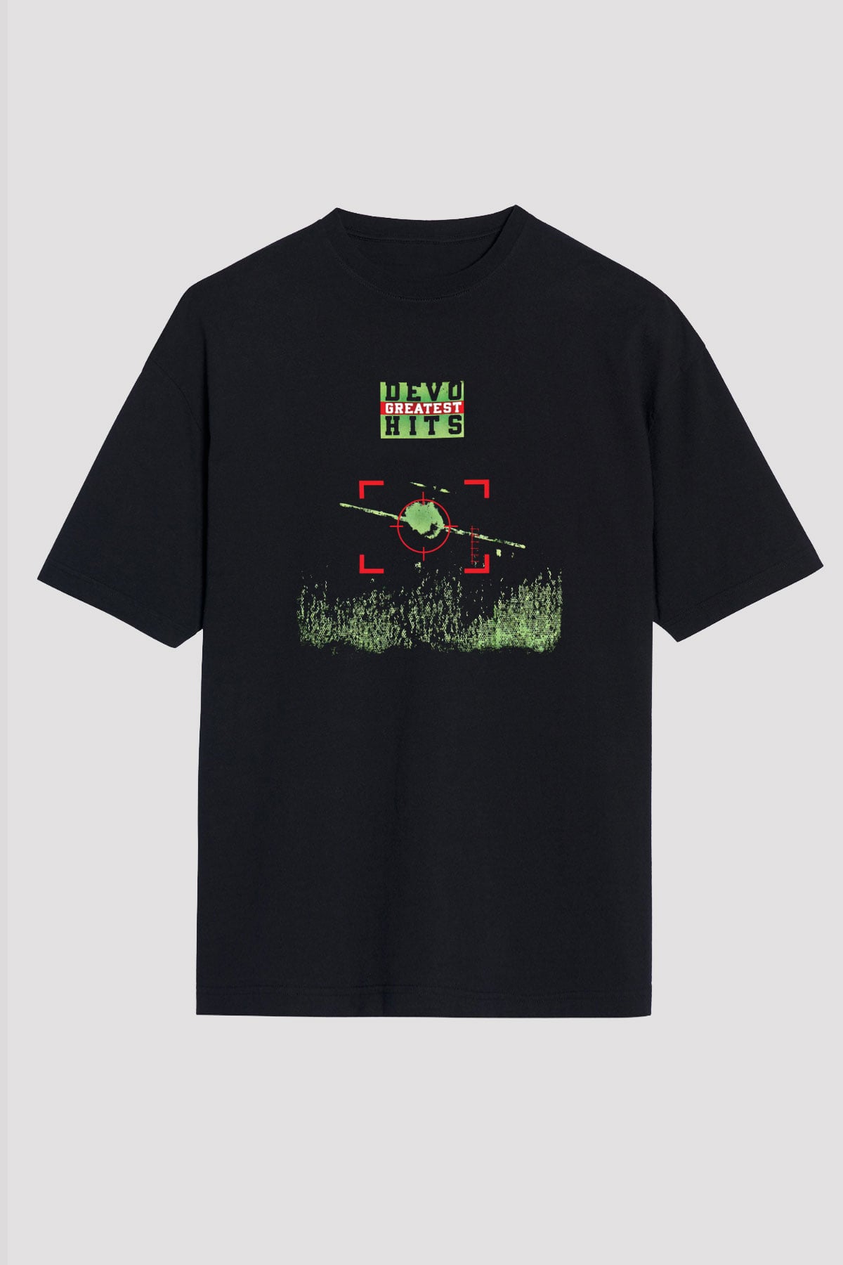 Devo Baskılı Unisex Siyah Oversize Tişört