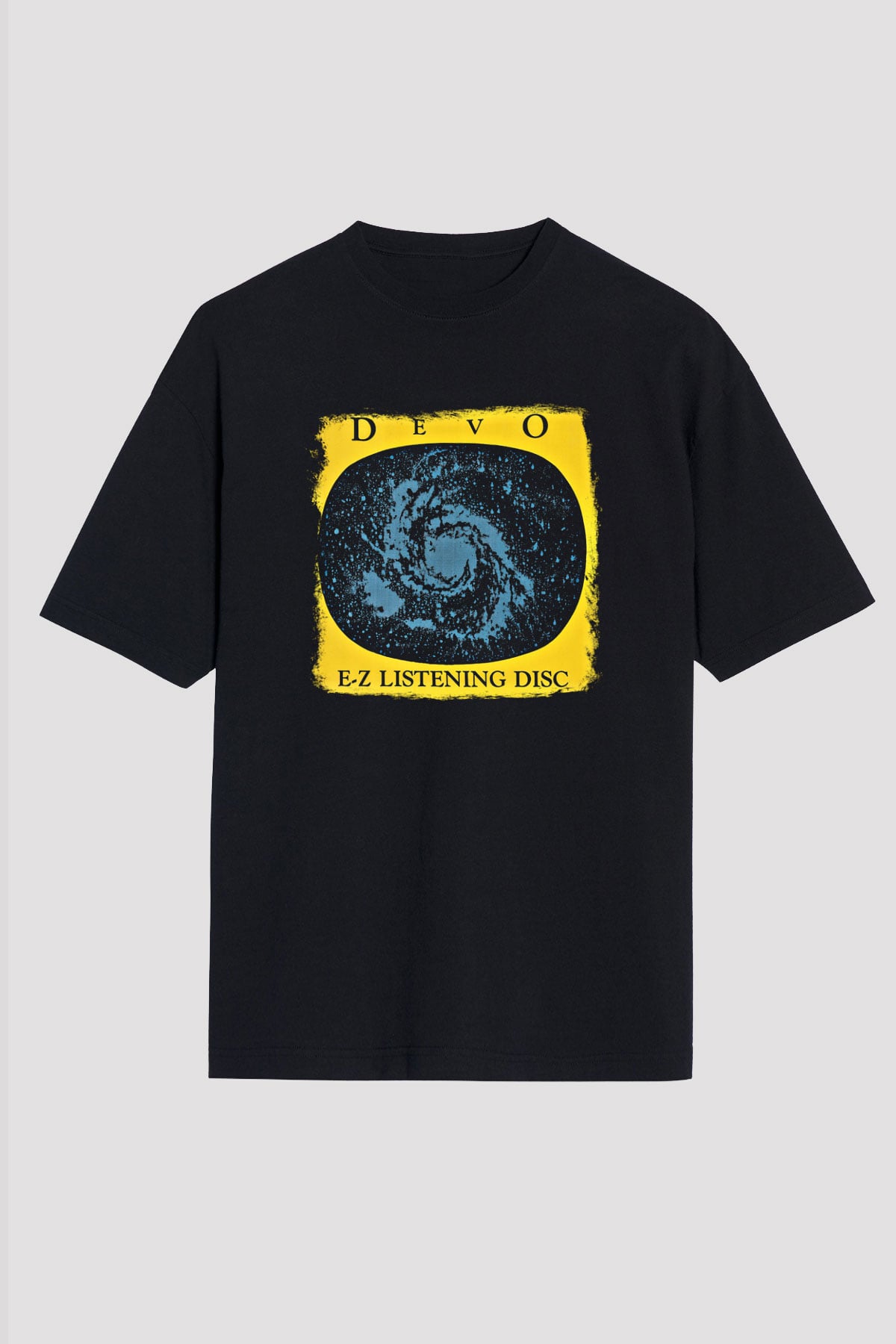 Devo Baskılı Unisex Siyah Oversize Tişört