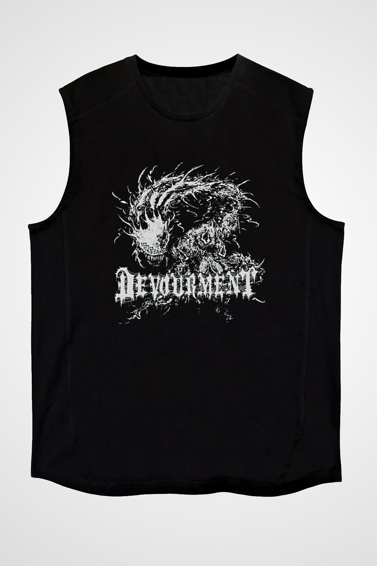 Devourment Baskılı Unisex Siyah Kolsuz Tişört - Tshirt