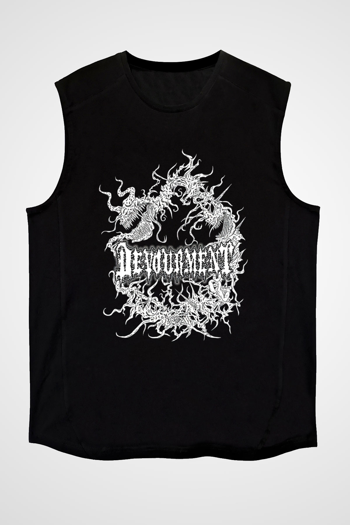 Devourment Baskılı Unisex Siyah Kolsuz Tişört - Tshirt