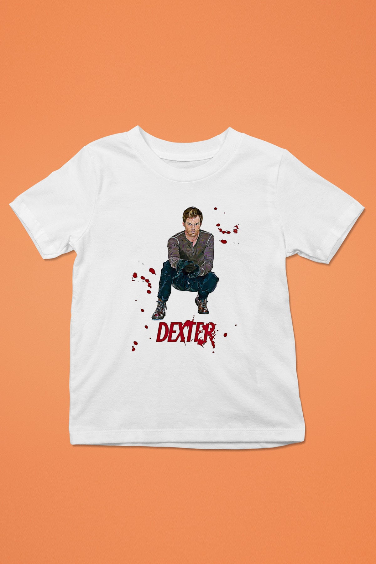 Dexter Baskılı Beyaz Unisex Beyaz Çocuk Tişört - Tshirt