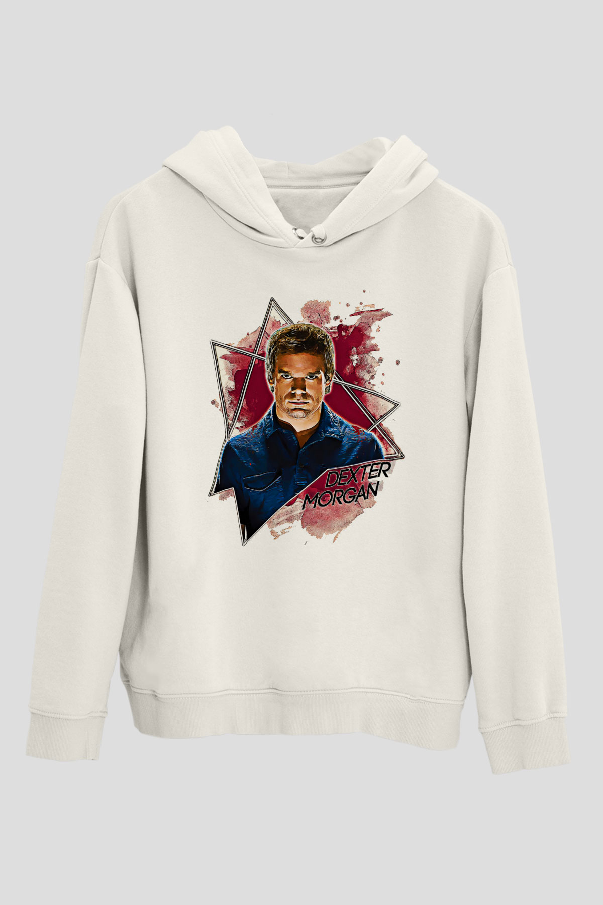 Dexter Baskılı Beyaz Unisex Hoodie