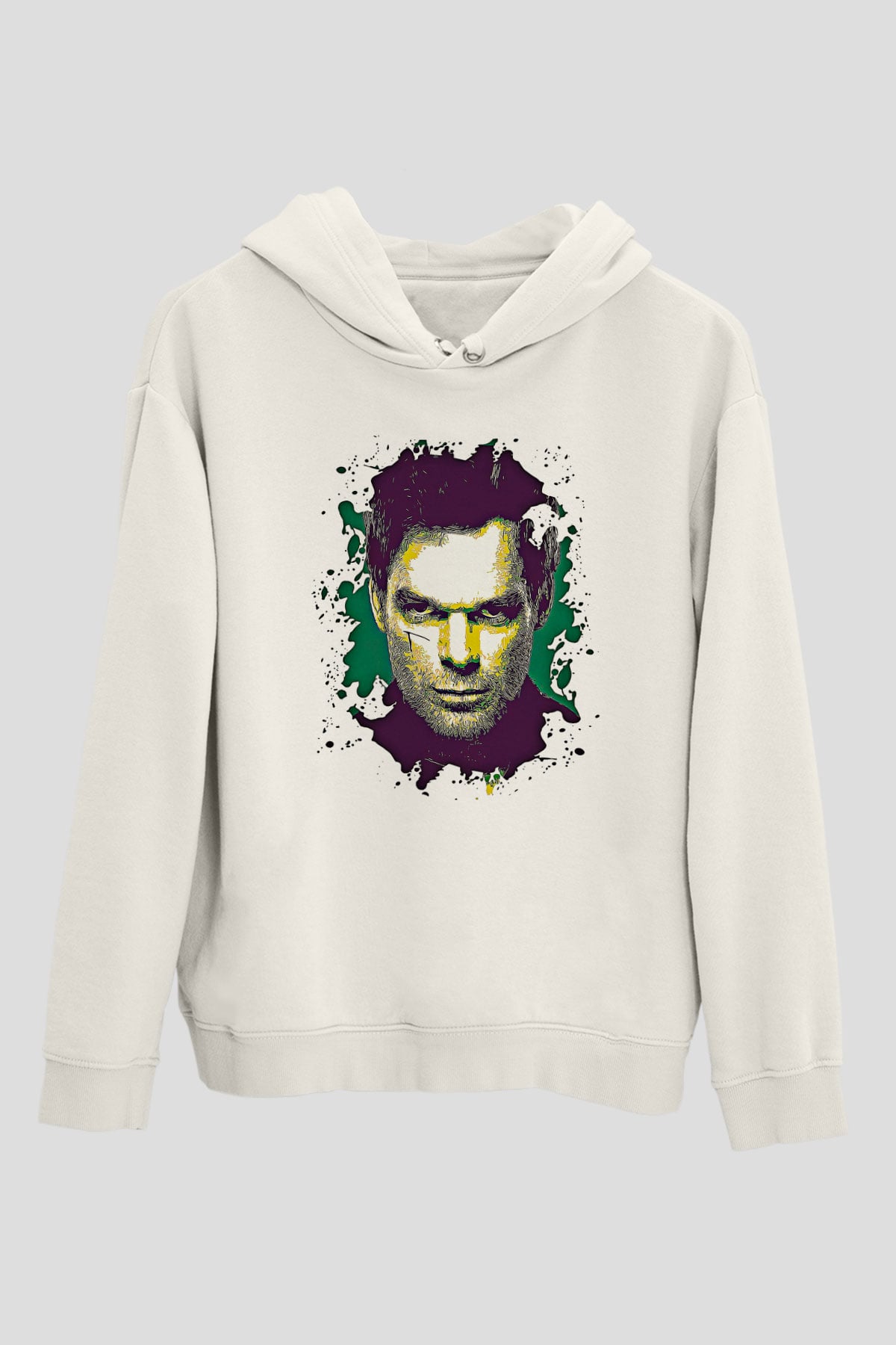 Dexter Baskılı Beyaz Unisex Hoodie