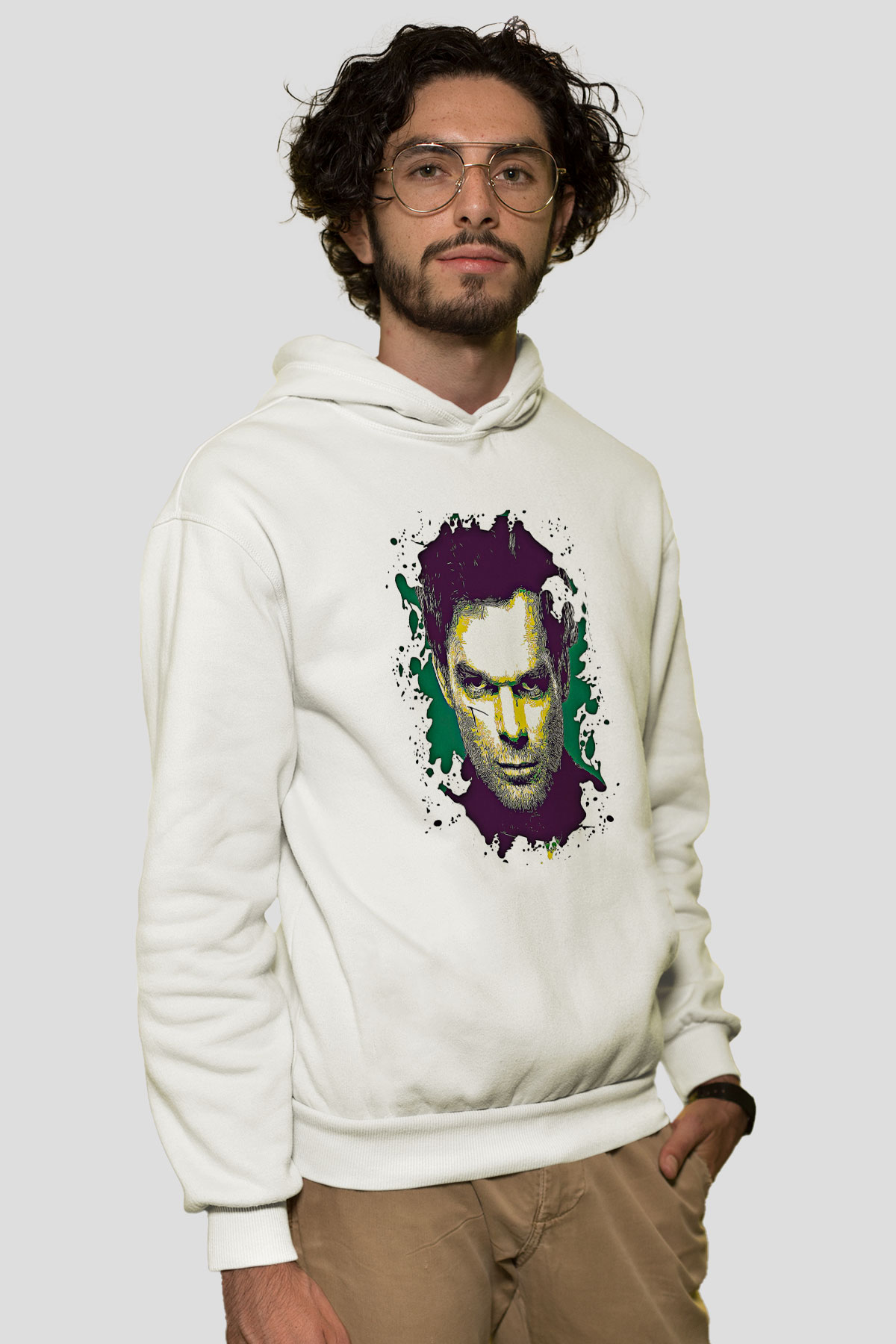 Dexter Baskılı Beyaz Unisex Hoodie