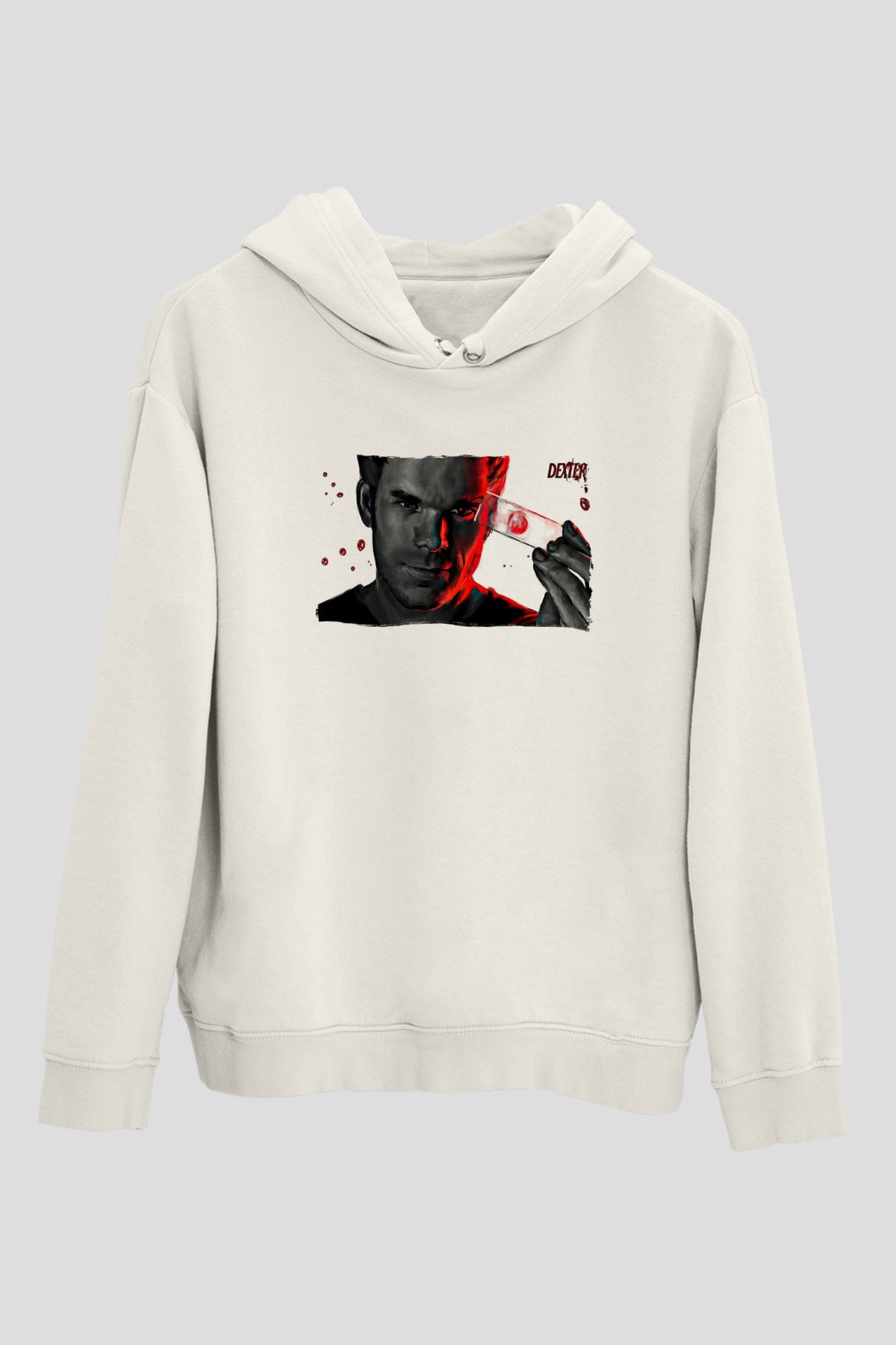 Dexter Baskılı Beyaz Unisex Hoodie