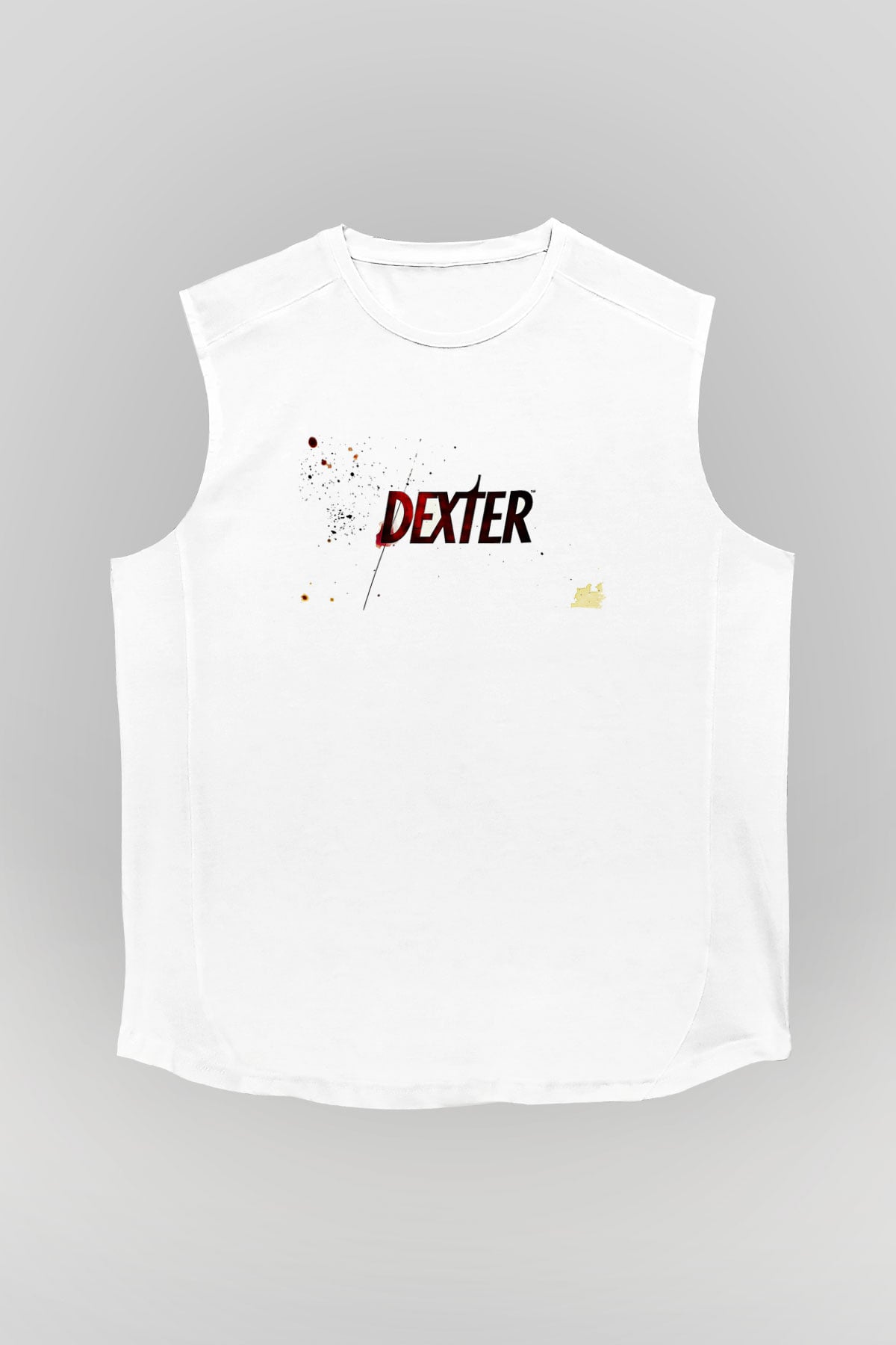 Dexter Baskılı Beyaz Unisex Kolsuz Tişört - Tshirt