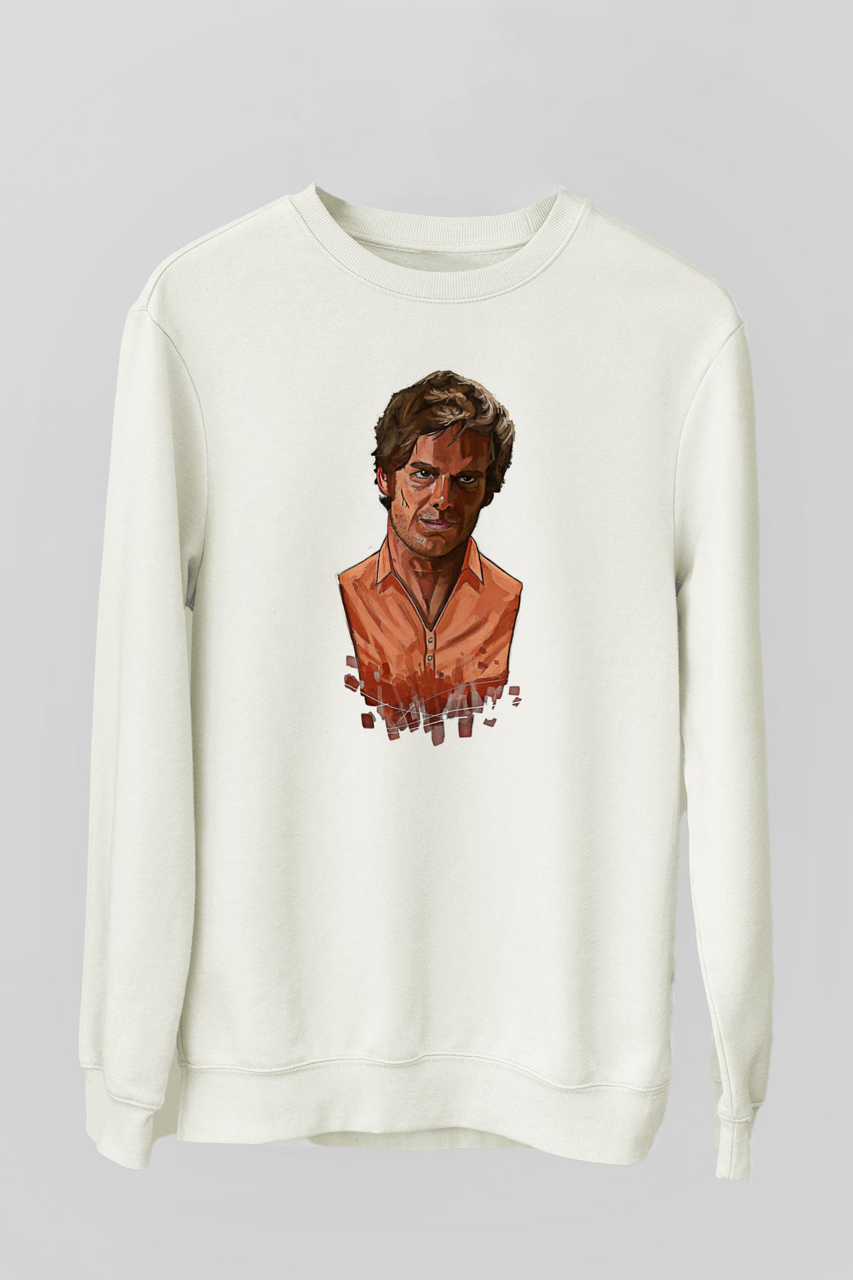 Dexter Baskılı Beyaz Unisex Sweatshirt