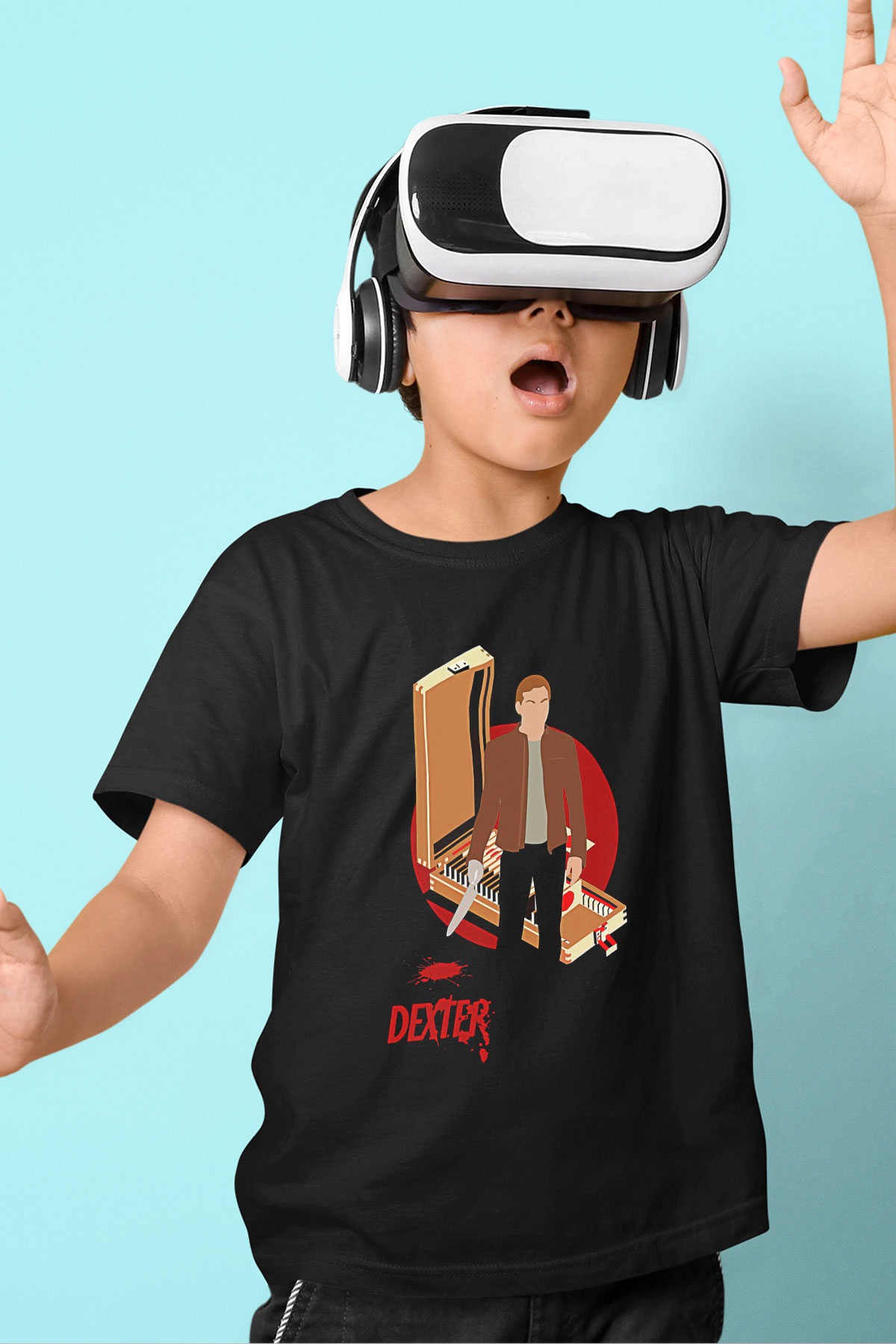 Dexter Baskılı Unisex Siyah Çocuk Tişört - Tshirt