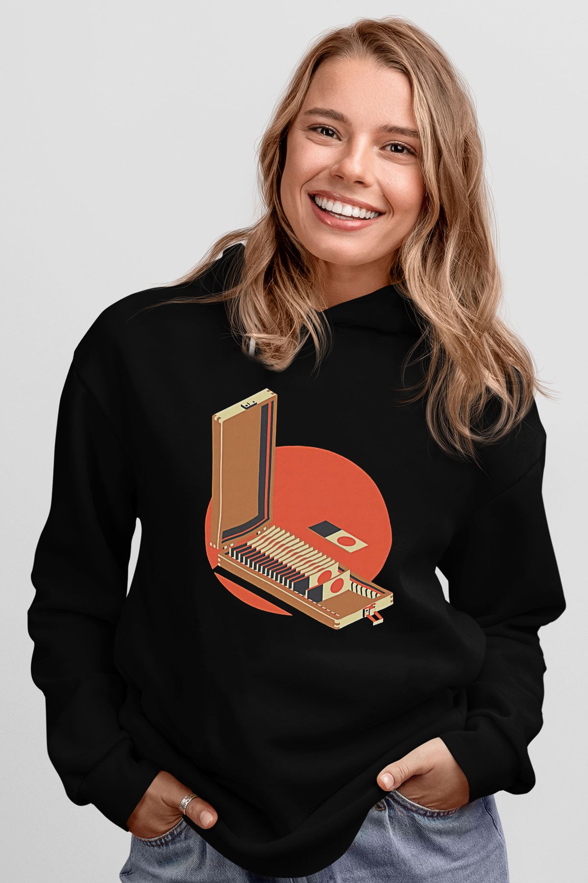 Dexter Baskılı Unisex Siyah Kapüşonlu Sweatshirt