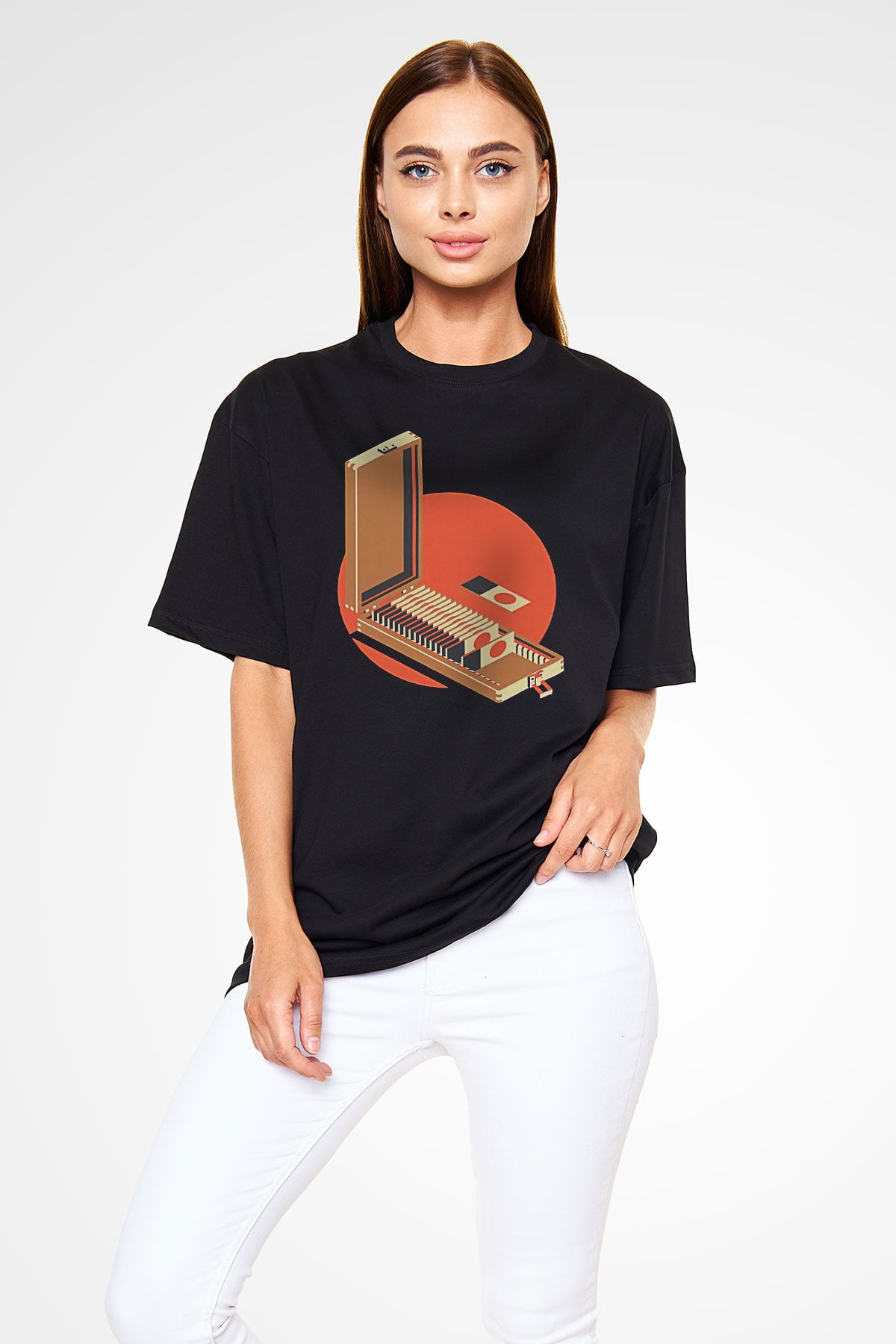 Dexter Baskılı Unisex Siyah Oversize Tişört - Tshirt