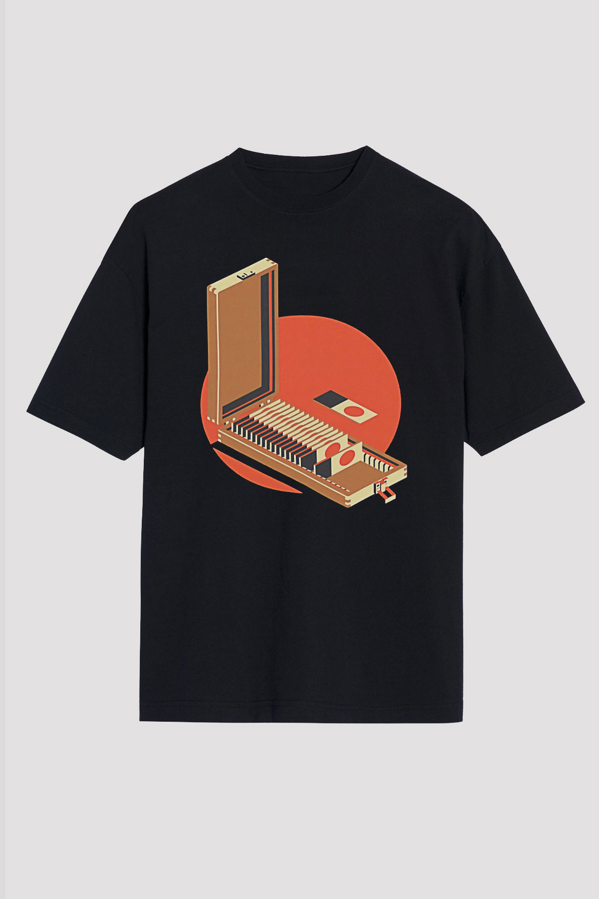 Dexter Baskılı Unisex Siyah Oversize Tişört - Tshirt
