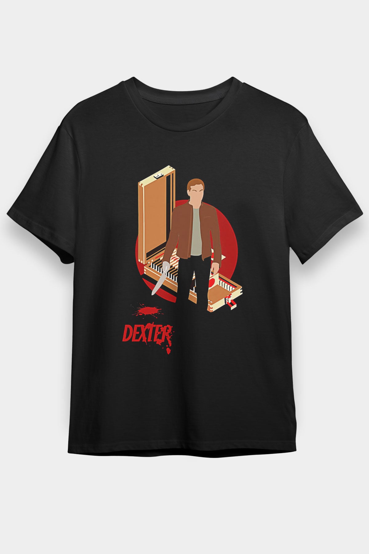 Dexter Baskılı Unisex Siyah Tişört - Tshirt