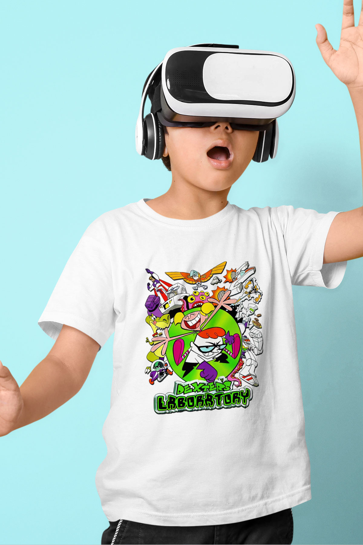 Dexter's Laboratory Baskılı Beyaz Unisex Çocuk Tişört