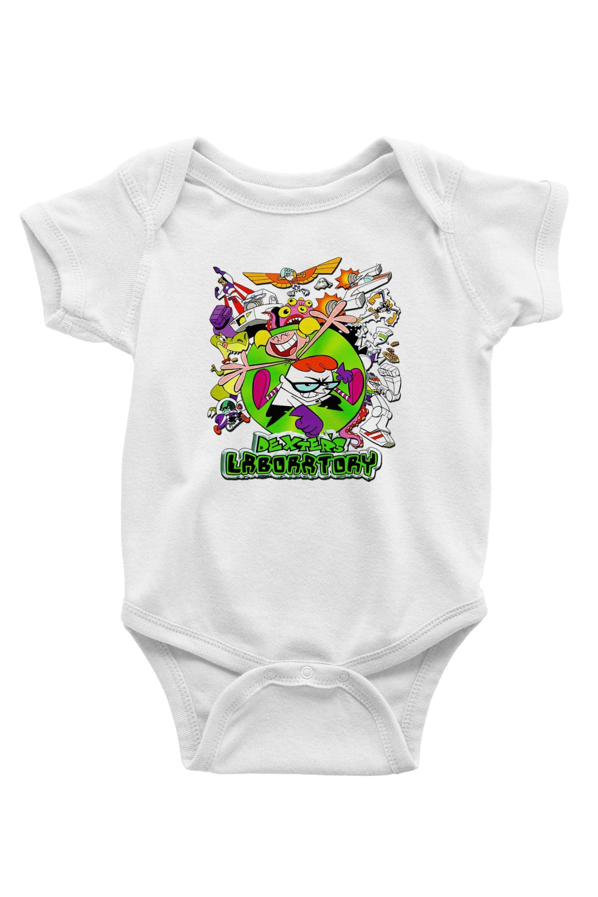 Dexter's Laboratory Baskılı Beyaz Unisex Bebek Body - Zıbın