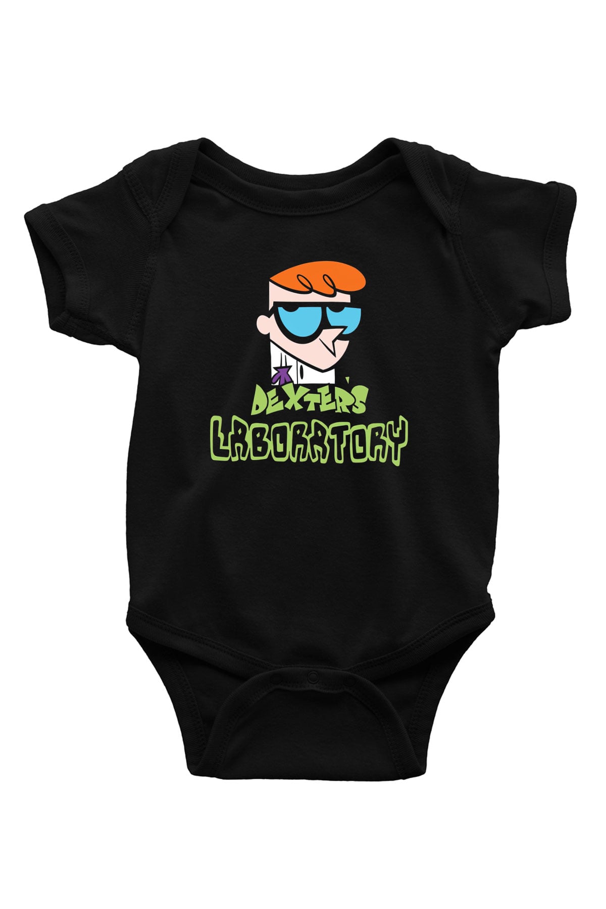 Dexter's Laboratory Baskılı Siyah Bebek Body - Zıbın