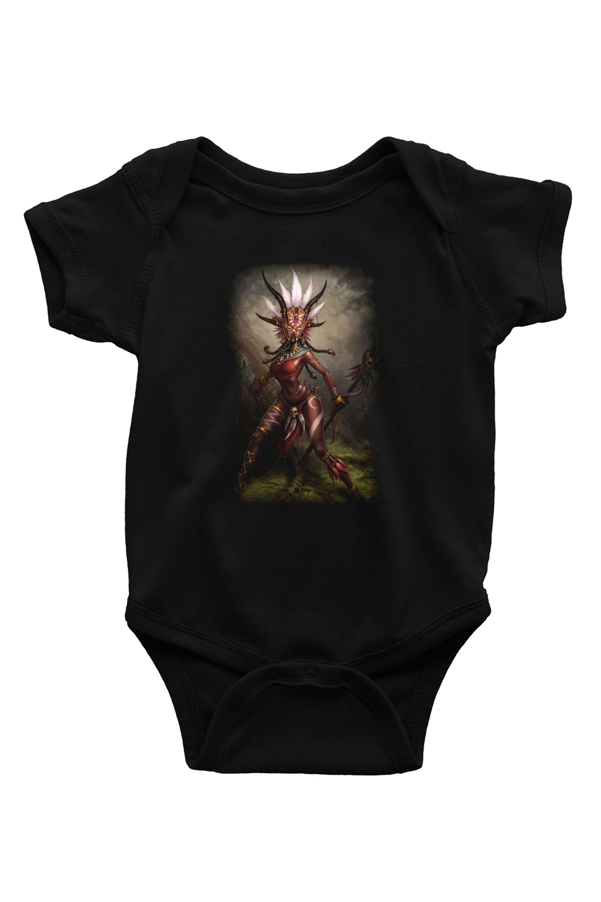 Diablo Baskılı Siyah Bebek Body - Zıbın