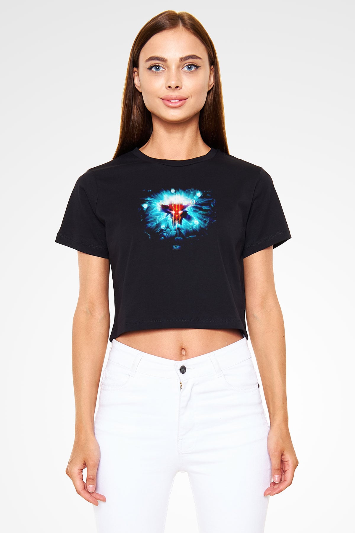 Diablo Siyah  Crop Top Tişört