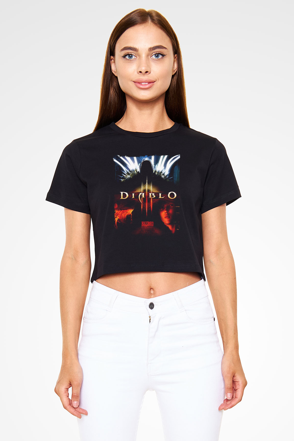 Diablo Siyah  Crop Top Tişört
